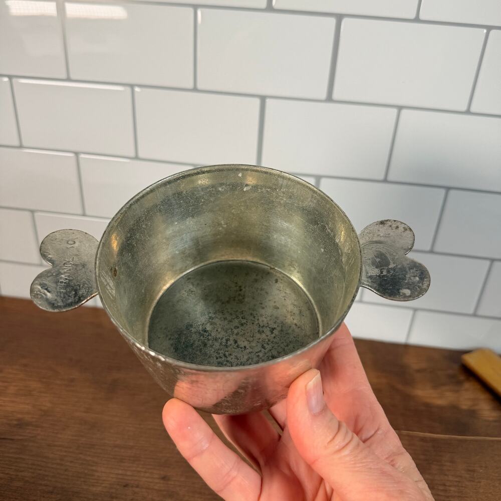 Vintage French Charlotte Mold Pot with Side Heart Handles France 10